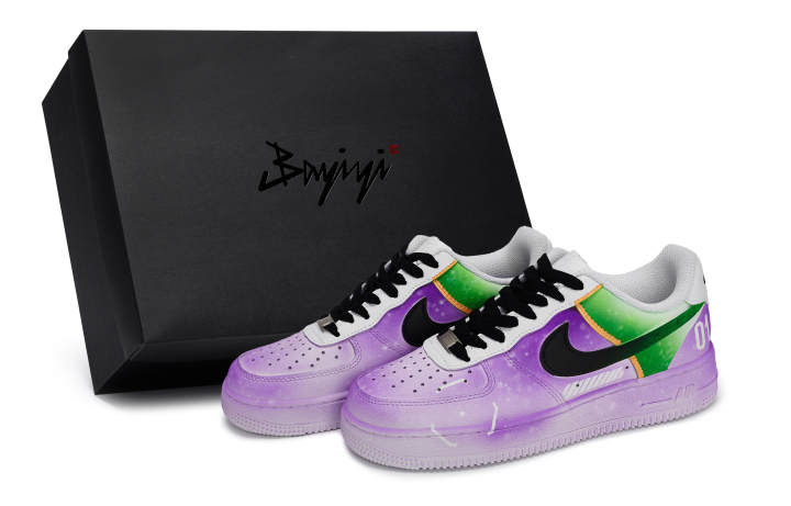 Nike Nike Air Force 1 811 Manufacturing, Size 1, Special Shoe Box Low top Skateboard Shoes Unisex Black White Purple Green