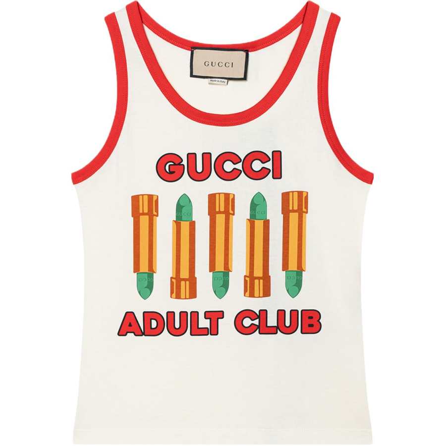 GUCCI Tank Tops Women's White Crew Neck Moderate Other