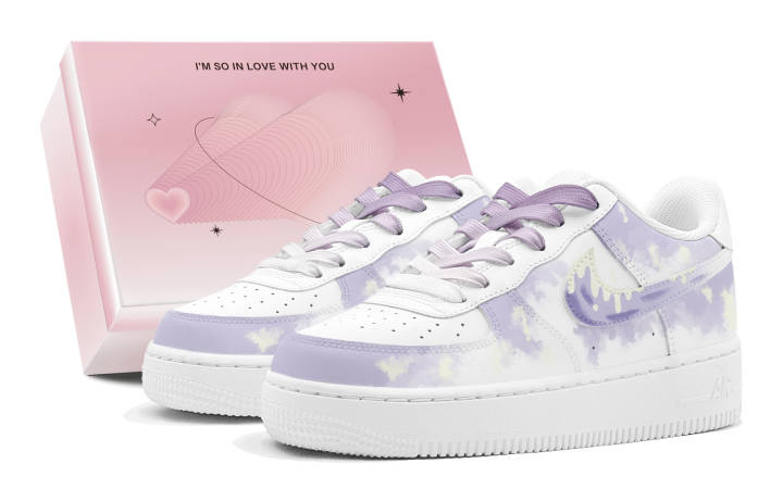 Nike Nike Air Force 1 Air Force 1, Couple's, Romantic Favor, Violet Dream, Arts Graffiti, Creative Low top Skateboard Shoes