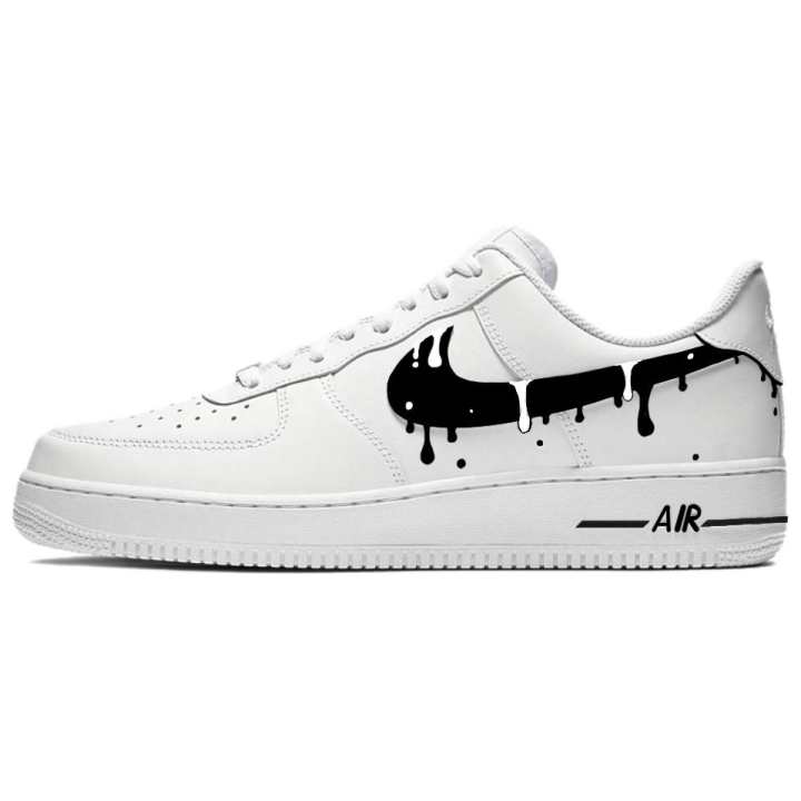 Nike Nike Air Force 1 Ink Shadows Flowing Slip Resistant Slip Resistant Low top Skateboard Shoes Unisex White Black