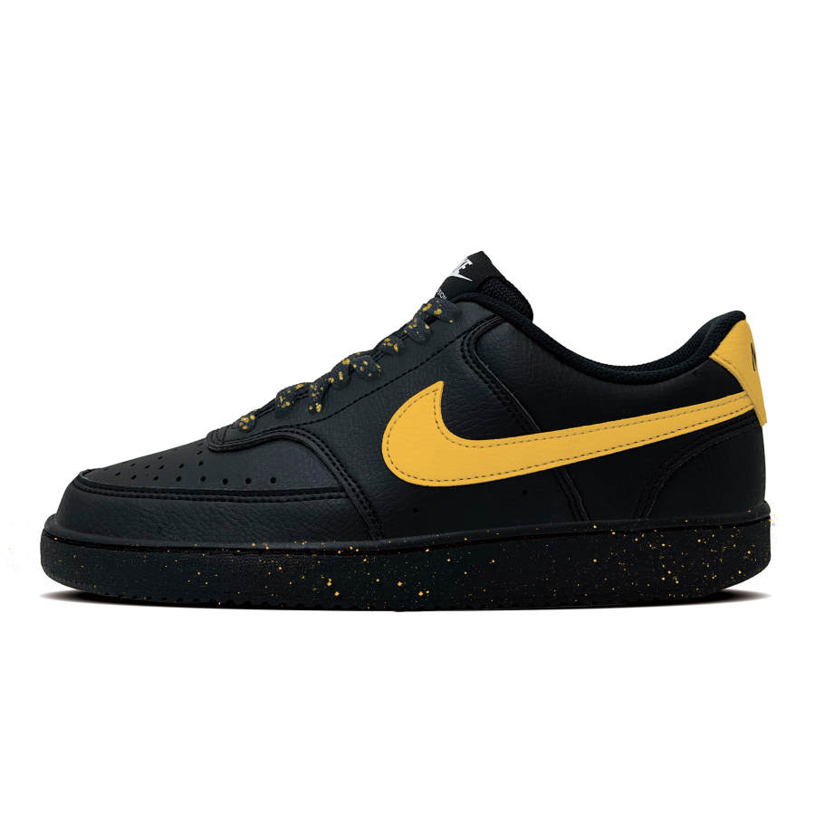 Nike Nike Court Vision 1 Black Gold Star Track Synthetic Leather Abrasion Resistant Low top Skateboard Shoes Men's