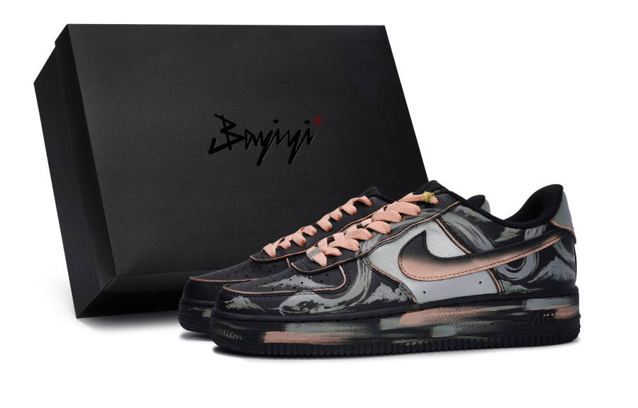 Nike Nike Air Force 1 Slip Resistant Slip Resistant Low top Skateboard Shoes Unisex Black Silver Flesh Pink