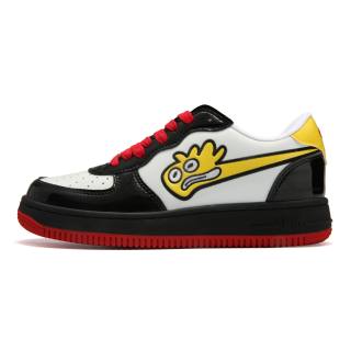 EKM Cushioning Abrasion Resistant Height Increasing Low top Skateboard Shoes Unisex Black Yellow