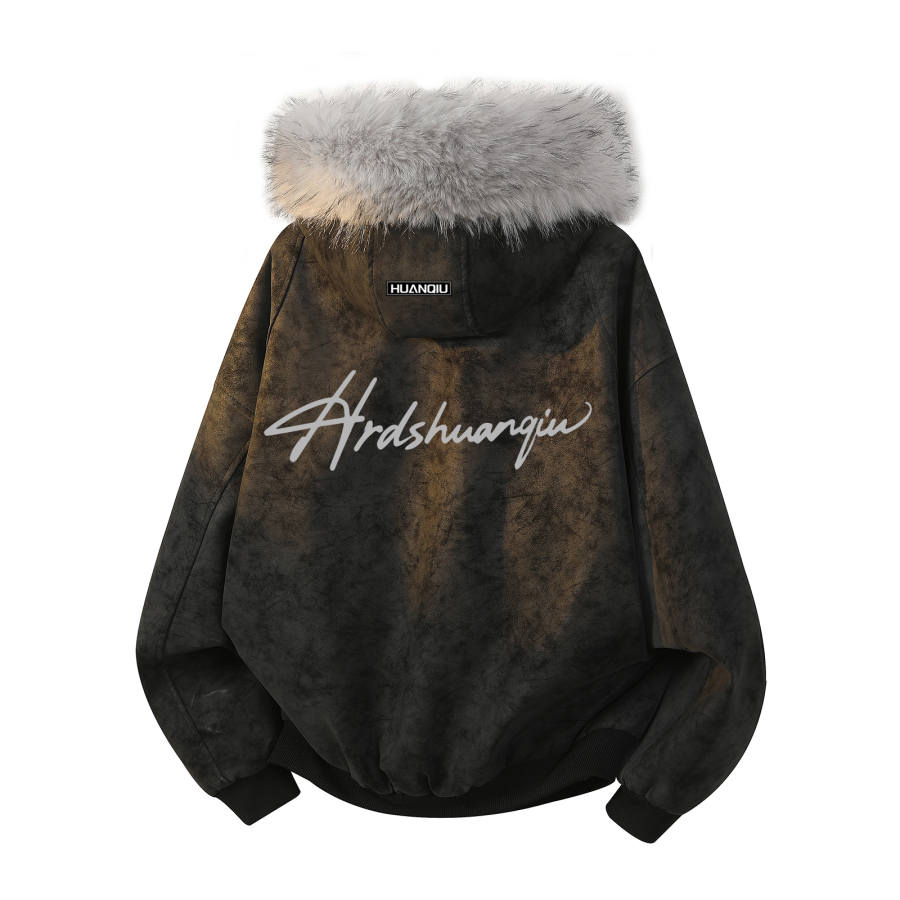 HUANQIU Puffer Jackets Unisex Hooded Thickened Puffer Jacket