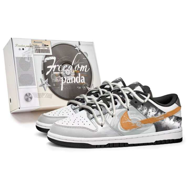 Nike Nike Dunk Slip Resistant Abrasion Resistant Low top Skateboard Shoes Unisex Black Gray White