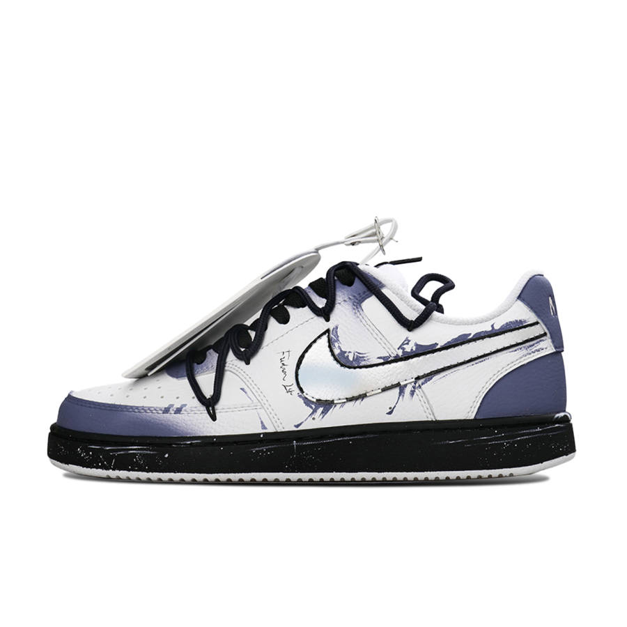 Nike Nike Court Vision 1 Free Panda, Deep Sea Blue Abrasion Resistant Low top Skateboard Shoes Men's White Blue