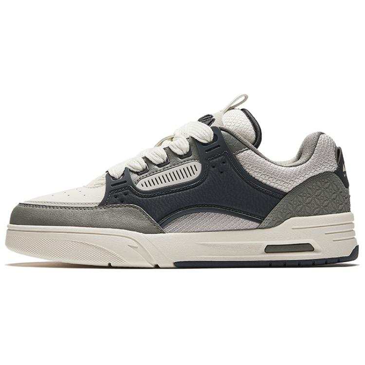 Anta AOJIE Textile, Synthetic Leather Slip Resistant Abrasion Resistant Low top Skateboard Shoes Men's White Gray
