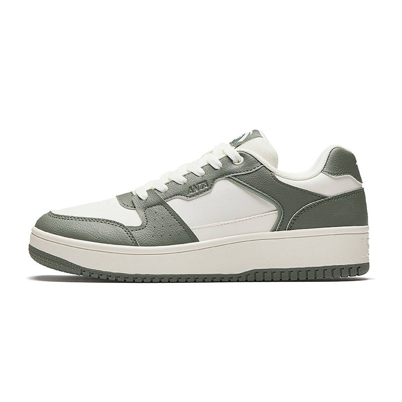 Anta Slip Resistant Abrasion Resistant Low top Skateboard Shoes Men's White Green