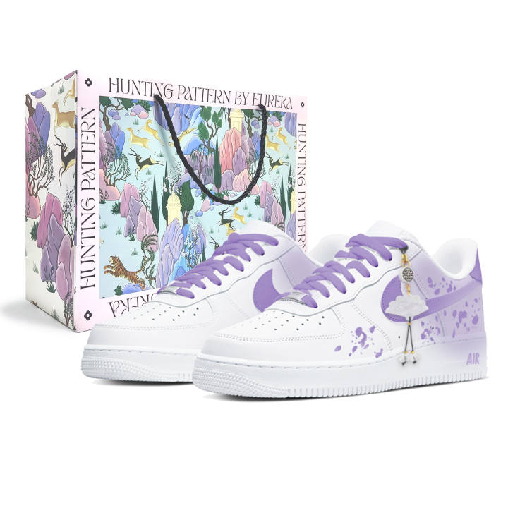 Nike Nike Air Force 1 Abrasion Resistant Low top Skateboard Shoes Women's White Purple