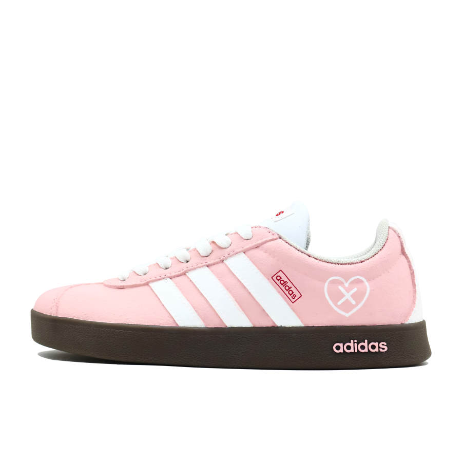 Adidas Neo Vl Court Classic Broken Heart Amusement Park Leather Cushioning Low top Skateboard Shoes Unisex Pink