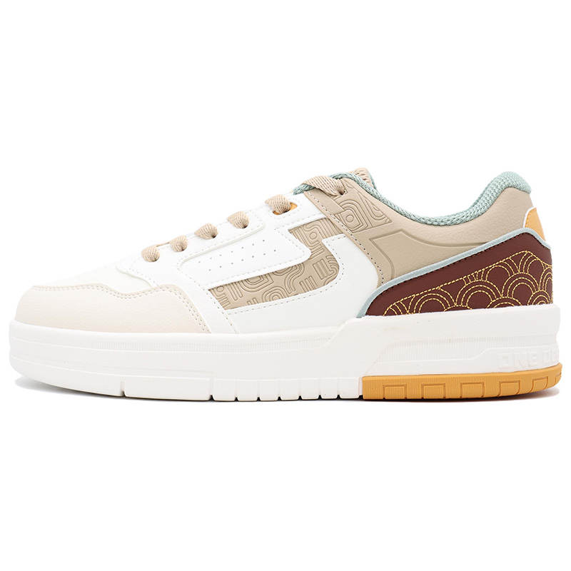 361° Slip Resistant Abrasion Resistant Slip Resistant Abrasion Resistant Low top Skateboard Shoes Men's White Brown