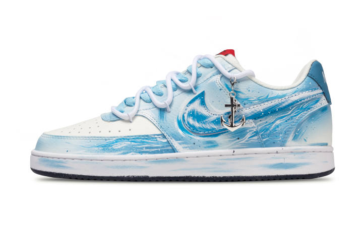 Nike Nike Court Vision 1 Ocean's Heart Abrasion Resistant Low top Skateboard Shoes Men's Light Blue