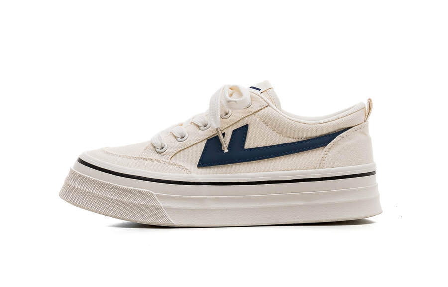 Warrior Coverage Abrasion Resistant Height Increasing Low top Skateboard Shoes Women's Beige Dark Blue