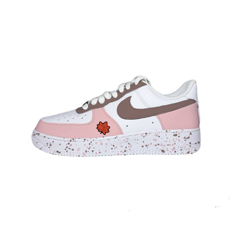 Nike Nike Air Force 1 07 Autumn Maple Leather Low top Skateboard Shoes Men's White Pink Brown