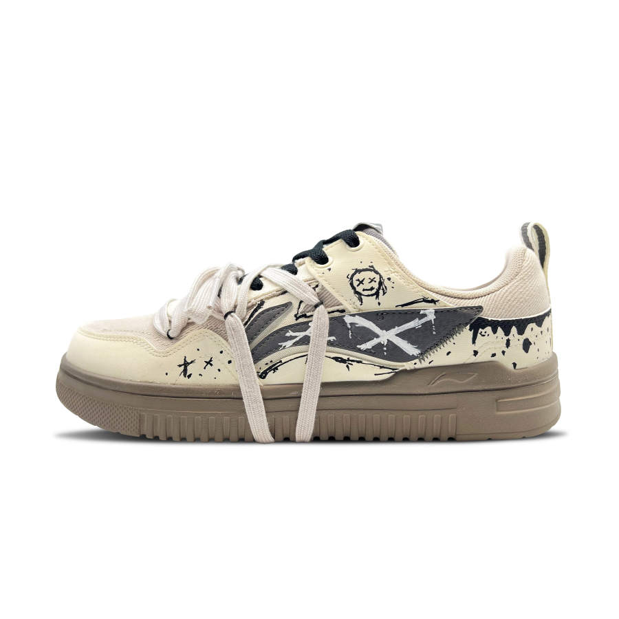 Li-Ning Li Ning Cyan Cloud Wear resistant And Lightweight Low top Skateboard Shoes Men's Beige Gray