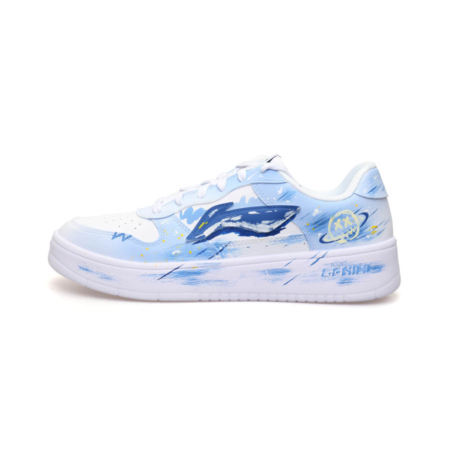Li-Ning Li Ning Slip Resistant Cushioning Abrasion Resistant Low top Skateboard Shoes Unisex White Blue