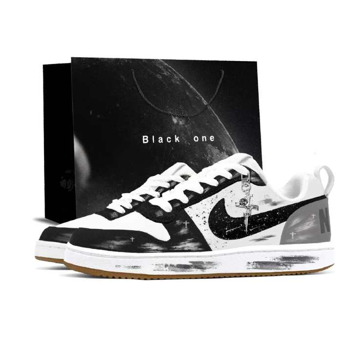 Nike Nike Court Borough Ink Shadow Creek Leather Low top Skateboard Shoes Men's Black White Gray