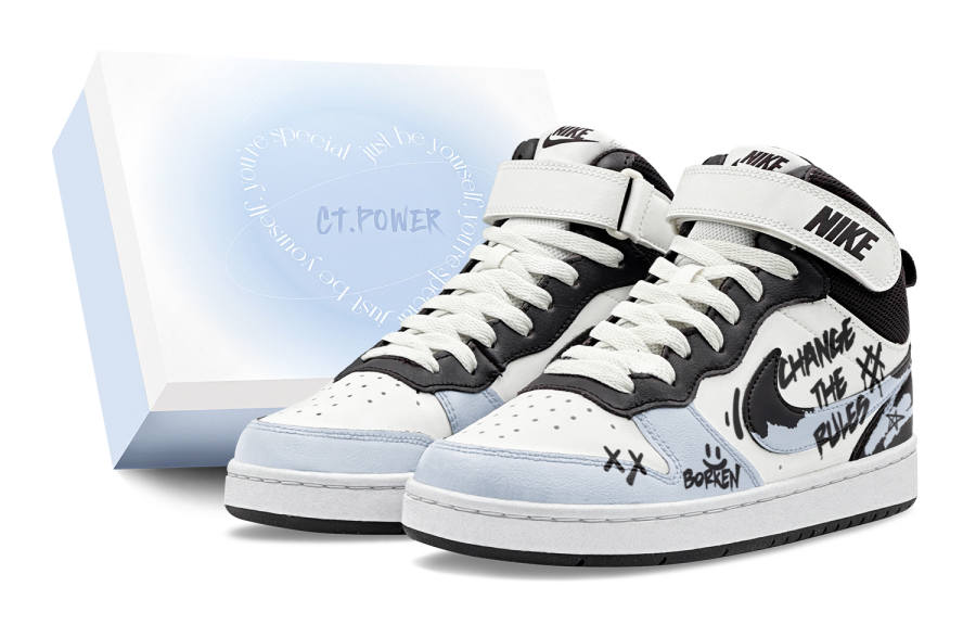 Nike Nike Court Borough 2 Absurd Fantasy, Couple's, Individual Graffiti, American Vintage Abrasion Resistant