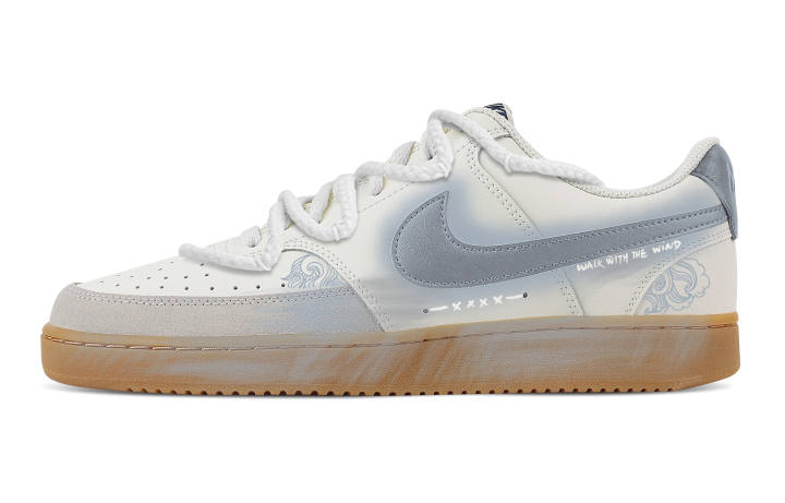 Nike Nike Court Vision 1 Gray Cloud Layer Abrasion Resistant Low top Skateboard Shoes Men's Blue White