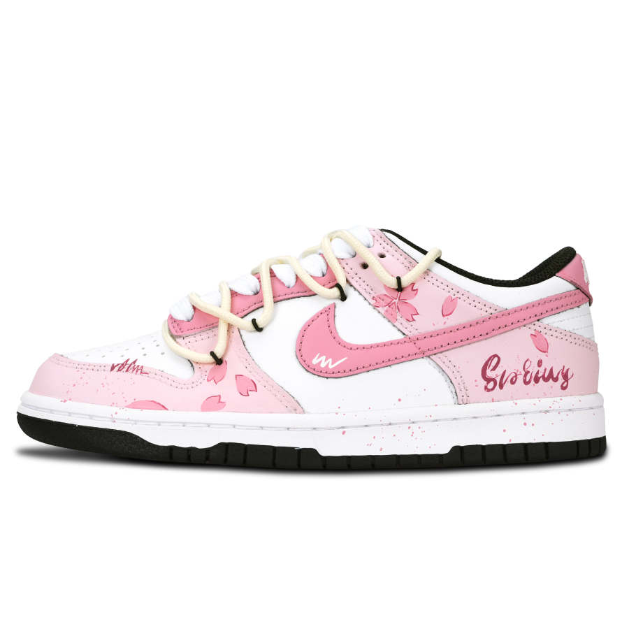 Nike Nike Dunk Black White, Spring Cherry Blossom Abrasion Resistant Abrasion Resistant Low top Skateboard Shoes Unisex Pink