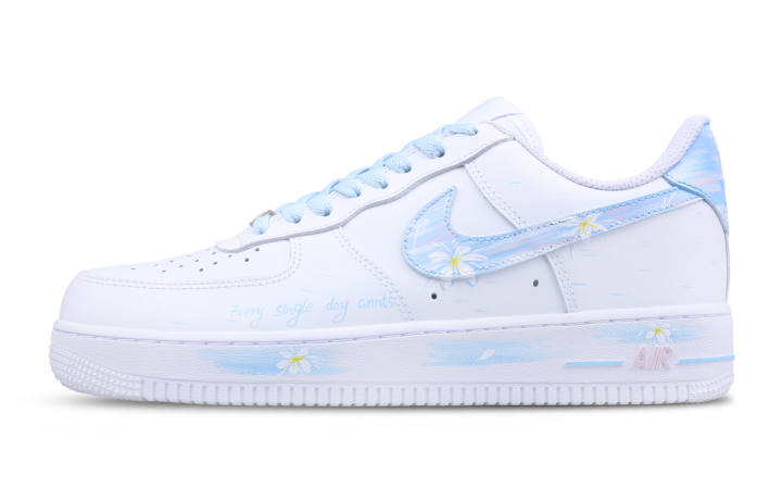 Nike Nike Air Force 1 Slip Resistant Low top Skateboard Shoes Men's White Blue