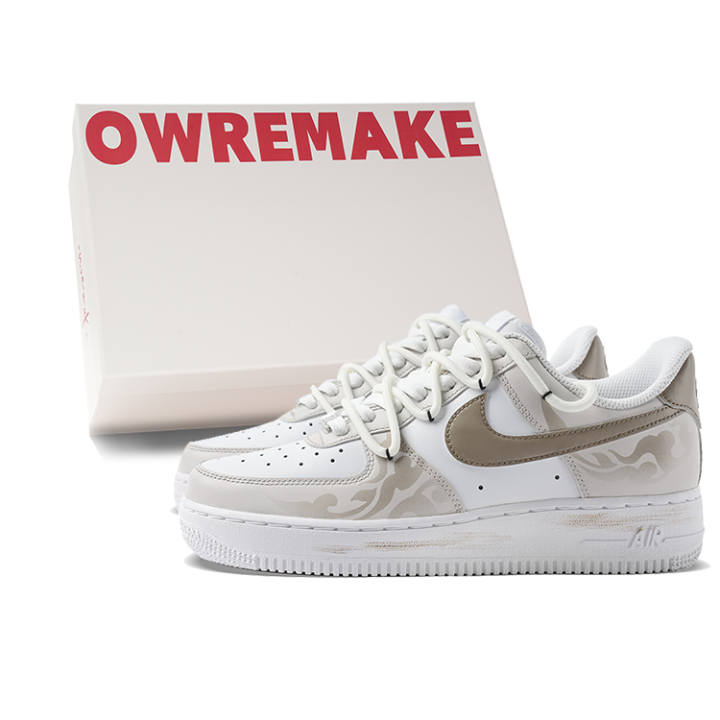 Nike Nike Air Force 1 Low top Skateboard Shoes Unisex White Brown