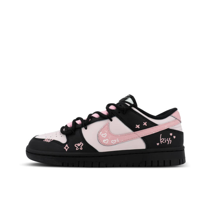 Nike Nike Dunk Scarlet Interference XJDD Kiss Of Ink Low top Skateboard Shoes Unisex Black Pink