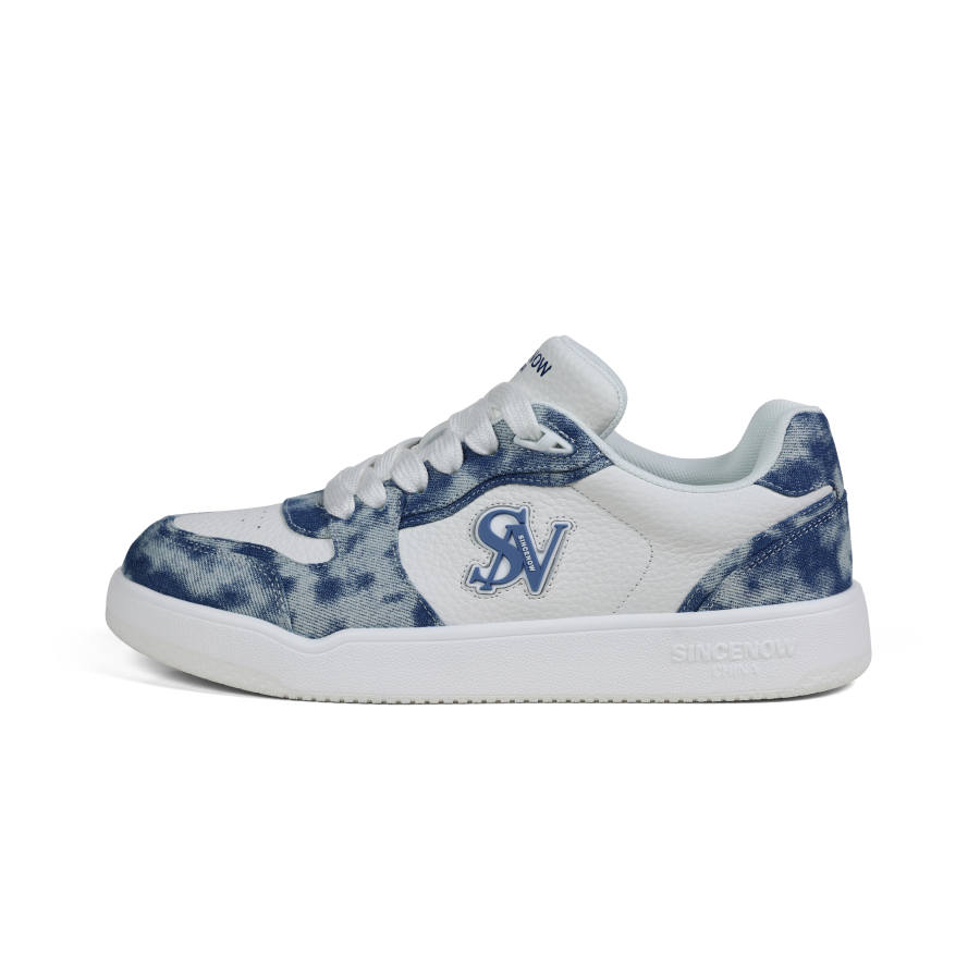 SINCENOW Abrasion Resistant Lightweight Breathable Low top Skateboard Shoes Men's Blue White