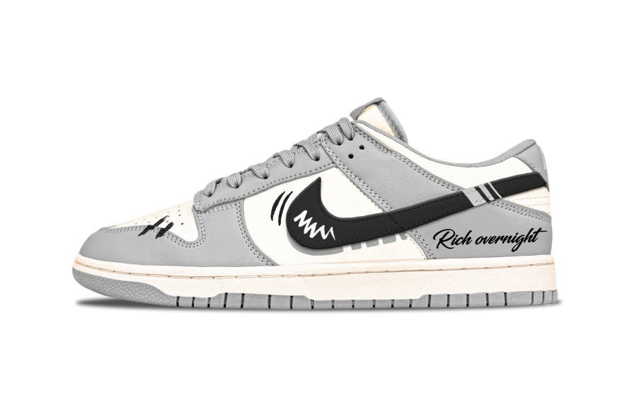 Nike Nike Dunk Deeply In Love Blooming Season Abrasion Resistant Low top Skateboard Shoes Men's Gray White Black
