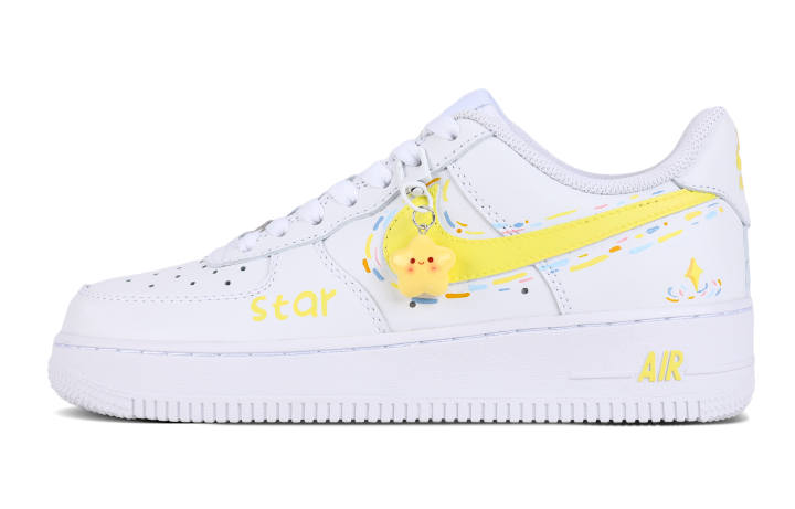 Nike Nike Air Force 1 Abrasion Resistant Abrasion Resistant Low top Skateboard Shoes Unisex Yellow White