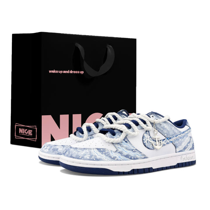 Nike Nike Dunk Abrasion Resistant Low top Skateboard Shoes Unisex Blue