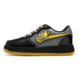 EKM Coverage Slip Resistant And Abrasion Resistant Low top Skateboard Shoes Unisex Black Yellow