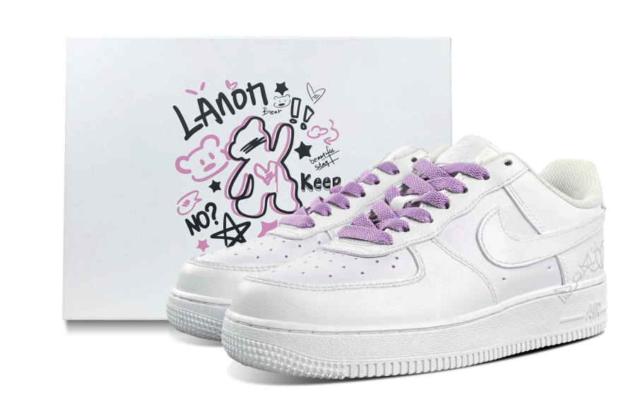 Nike Nike Air Force 1 Wear resistant And Lightweight Low top Skateboard Shoes Women's Purple White