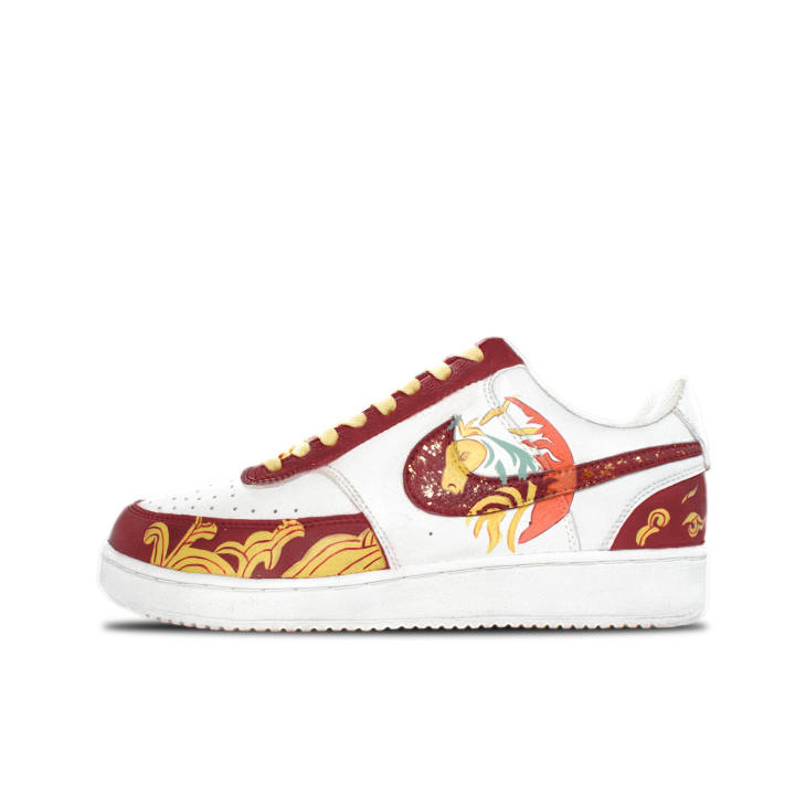 Nike Nike Court Vision 1 Fiery Flame Horse Cushioning Low top Skateboard Shoes Unisex Red White