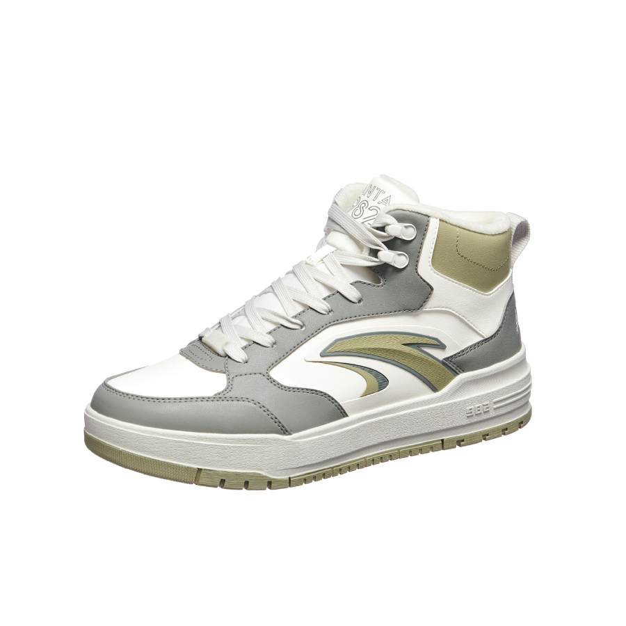 Anta Qiyuan 982 Thermal Abrasion Resistant High top Skateboard Shoes Men's White Gray Green