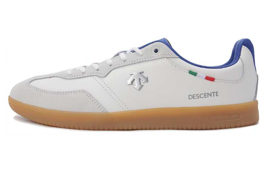 DESCENTE Cow Leather Low top Skateboard Shoes Unisex White Blue