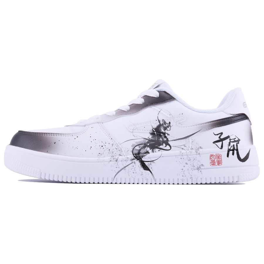 Erke Slip Resistant, Abrasion Resistant, Breathable Low top Skateboard Shoes Unisex White Brown