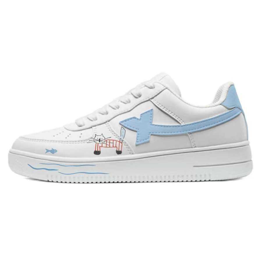 XTEP Air Force 1 Slip Resistant Cushioning Low top Skateboard Shoes Unisex White Blue