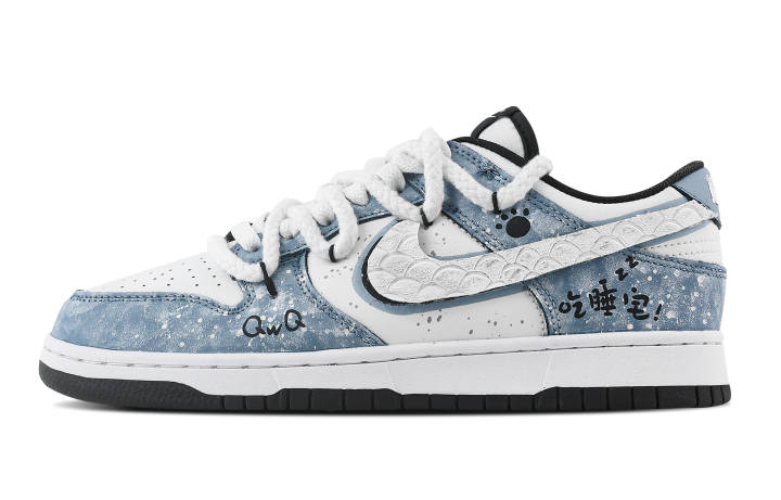 Nike Nike Dunk House Cat Journal Slip Resistant Abrasion Resistant Low top Skateboard Shoes Unisex Blue White