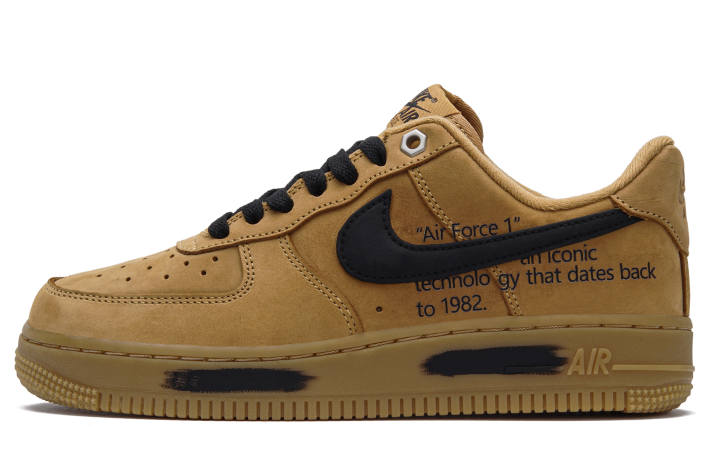 Nike Nike Air Force 1 Black Oat Slip Resistant Abrasion Resistant Low top Skateboard Shoes Unisex Wheat