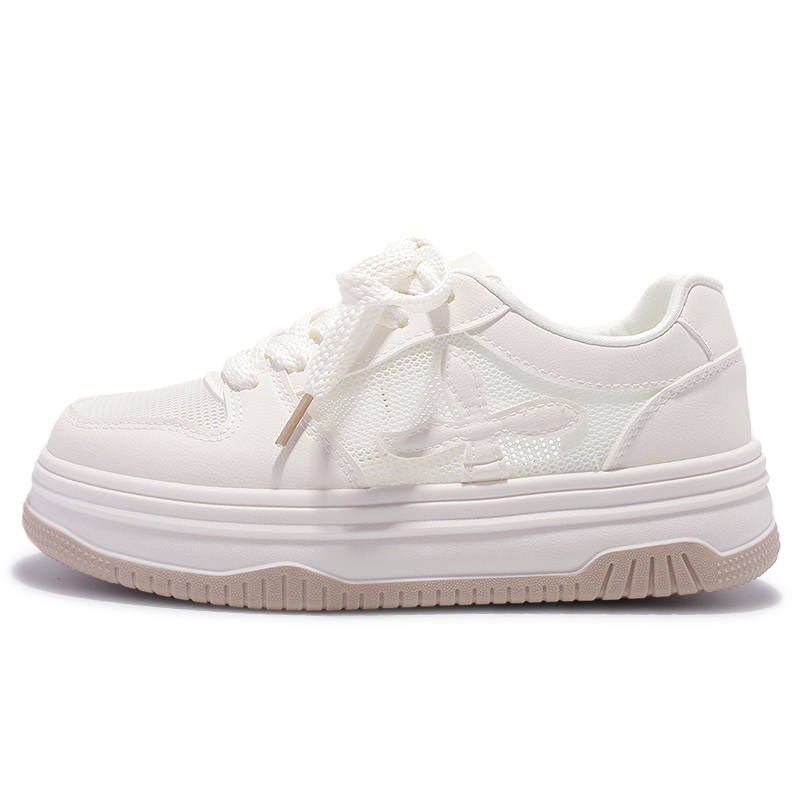 JIONGSEN Slip Resistant Abrasion Resistant Slip Resistant Abrasion Resistant Low top Skateboard Shoes Women's Beige