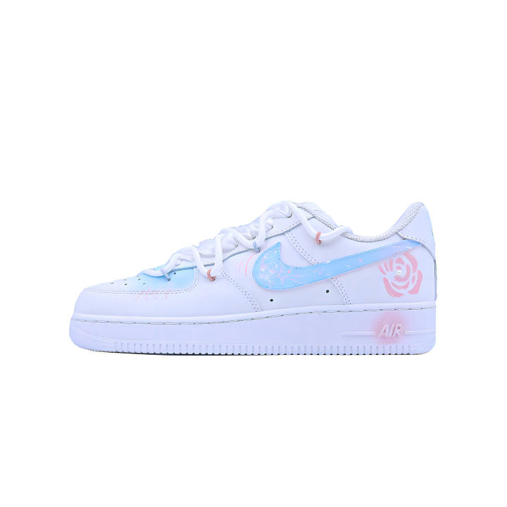 Nike Nike Air Force 1 Abrasion Resistant Low top Skateboard Shoes Unisex White Blue Pink