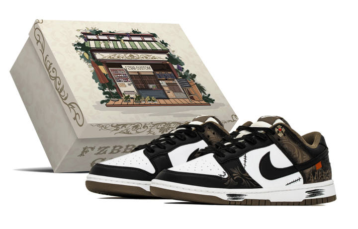 Nike Nike Dunk Vintage Box, Baroque Abrasion Resistant Abrasion Resistant Low top Skateboard Shoes Men's Black Brown