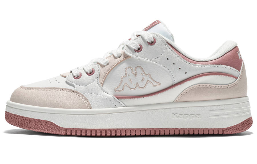 Kappa Slip Resistant Abrasion Resistant Low top Skateboard Shoes Women's Classic White/Milk Tea Pink