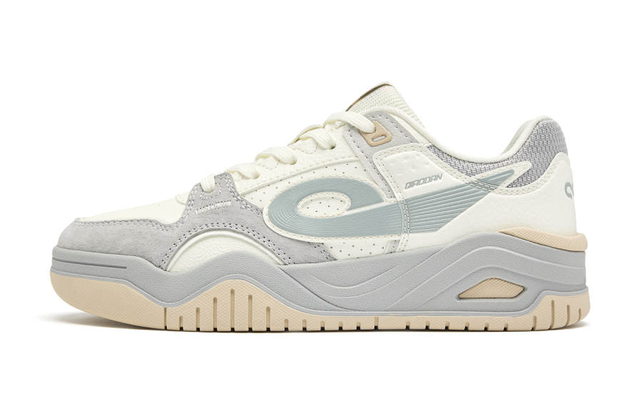 QIAODAN Qicheng 5.0 Coverage Slip Resistant Lightweight Low top Skateboard Shoes Women's Ivory White Mist Gray