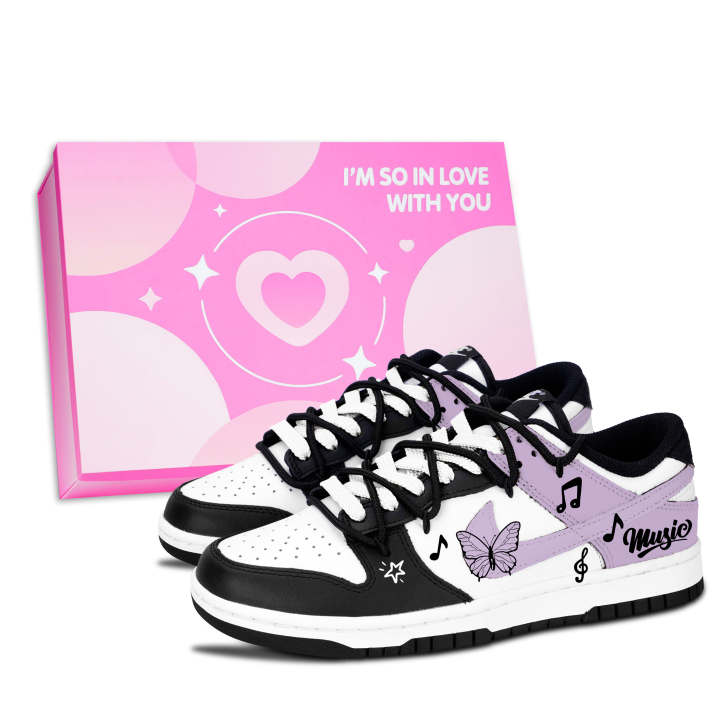 Nike Nike Dunk Black White, Music Lively Abrasion Resistant Low top Skateboard Shoes Unisex Purple