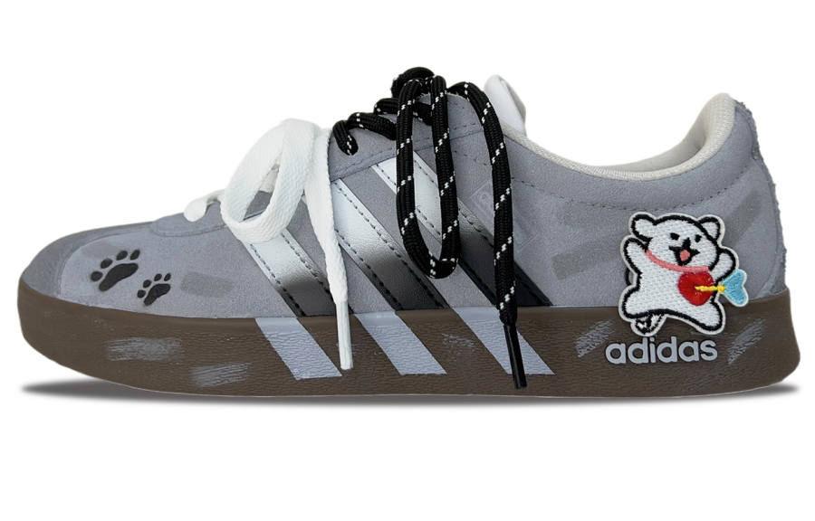 Adidas Adidas VL COURT 2.0 Leather Slip Resistant Cushioning Low top Skateboard Shoes Unisex Gray Black