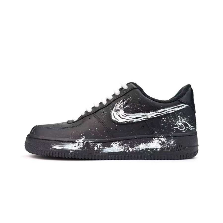 Nike Nike Air Force 1 Black Sea Fury Abrasion Resistant Breathable Low top Skateboard Shoes Unisex Black White