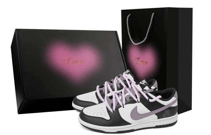 Nike Nike Dunk Taro Tulip, Heart Box Abrasion Resistant Low top Skateboard Shoes Unisex Black