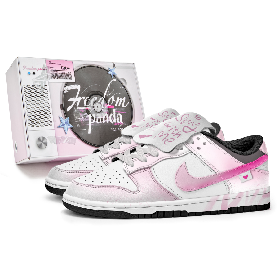 Nike Nike Dunk Box, Secret Love Slip Resistant Abrasion Resistant Low top Skateboard Shoes Unisex Pink White